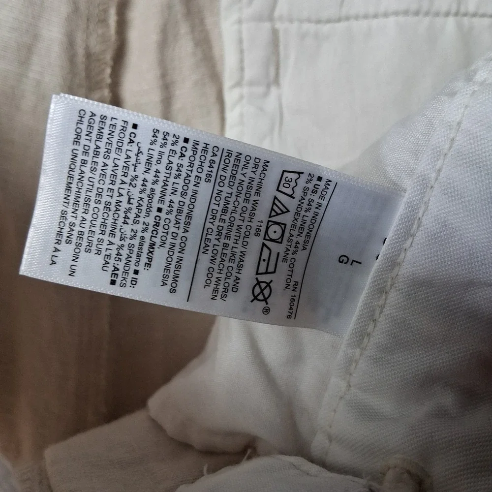 New Old Navy Men's Large Slim Built-In Flex Linen-Blend Pants Beige 36x30